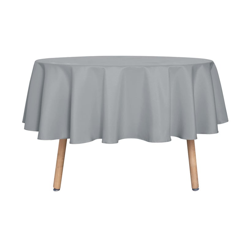 sancua Round Tablecloth - 60 Inch - Water Resistant Spill Proof Washable Polyester Table Cloth Decorative Fabric Table Cover for Dining Tables  Buffet Parties and Camping  Silver Grey - Image 1